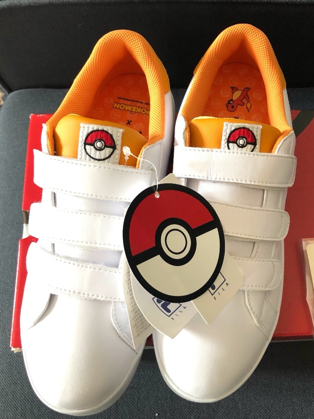 NWT Authentic FILA x Pokemon Charmander Athletic Shoes sz 9 w/Velcro Staps